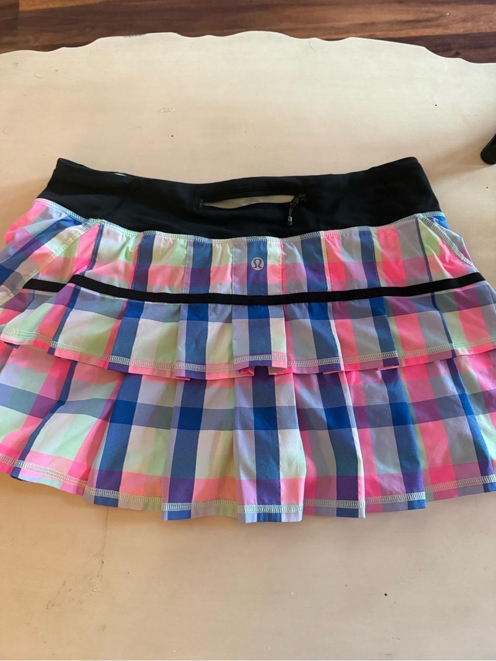 Lululemon Pink Blue Plaid Tennis Skirt